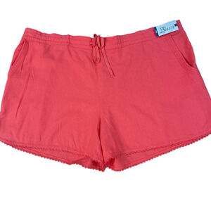 TERRA & SKY Cora Orange Soft Shorts W/Trim Elastic Back, Waist Pockets -Size: 5X